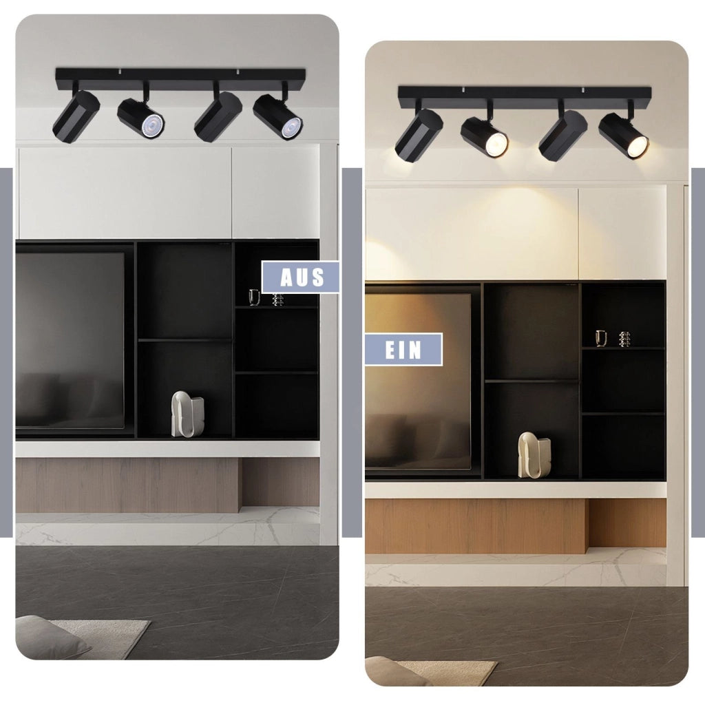ZMH Faretto da soffitto neri 4 luci GU10 orientabili 350° stile retrò metallo max 25W senza lampadina