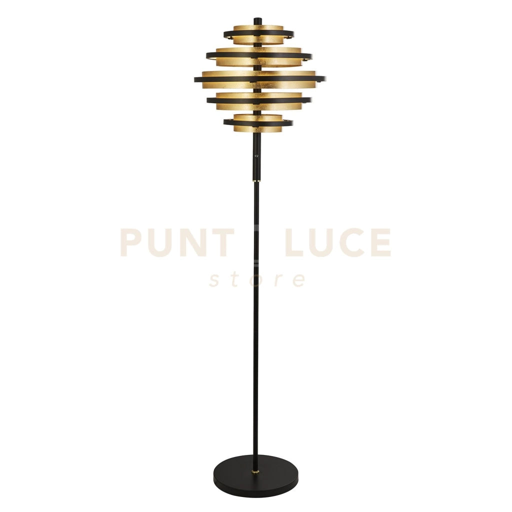 Lampada da terra Hive 5Lt - Metallo nero e foglia oro