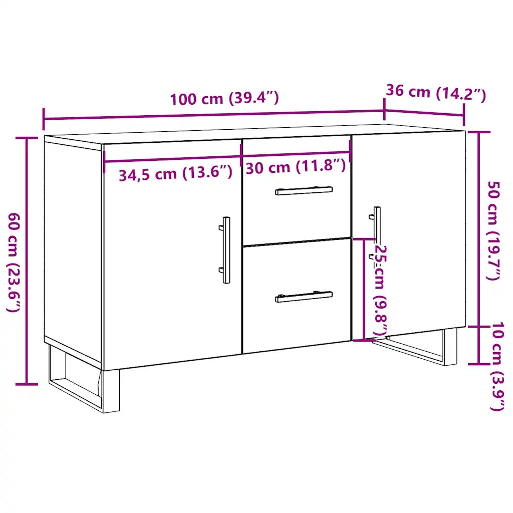 Credenza Legno Antico 100x36x60 cm in Legno Multistrato 857324
