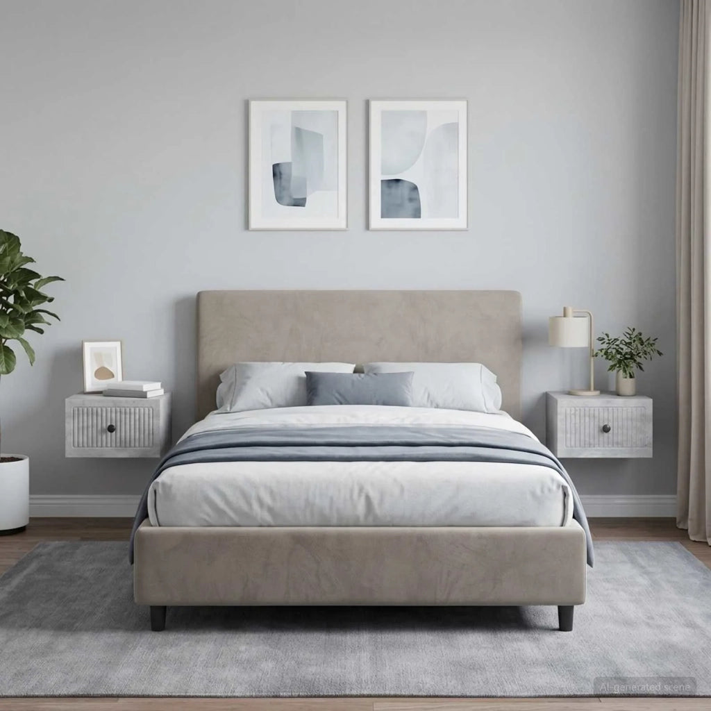Mobiletto da notte a muro 2 pz Grigio Cemento 33 x 34,5 x 20 cm 897922