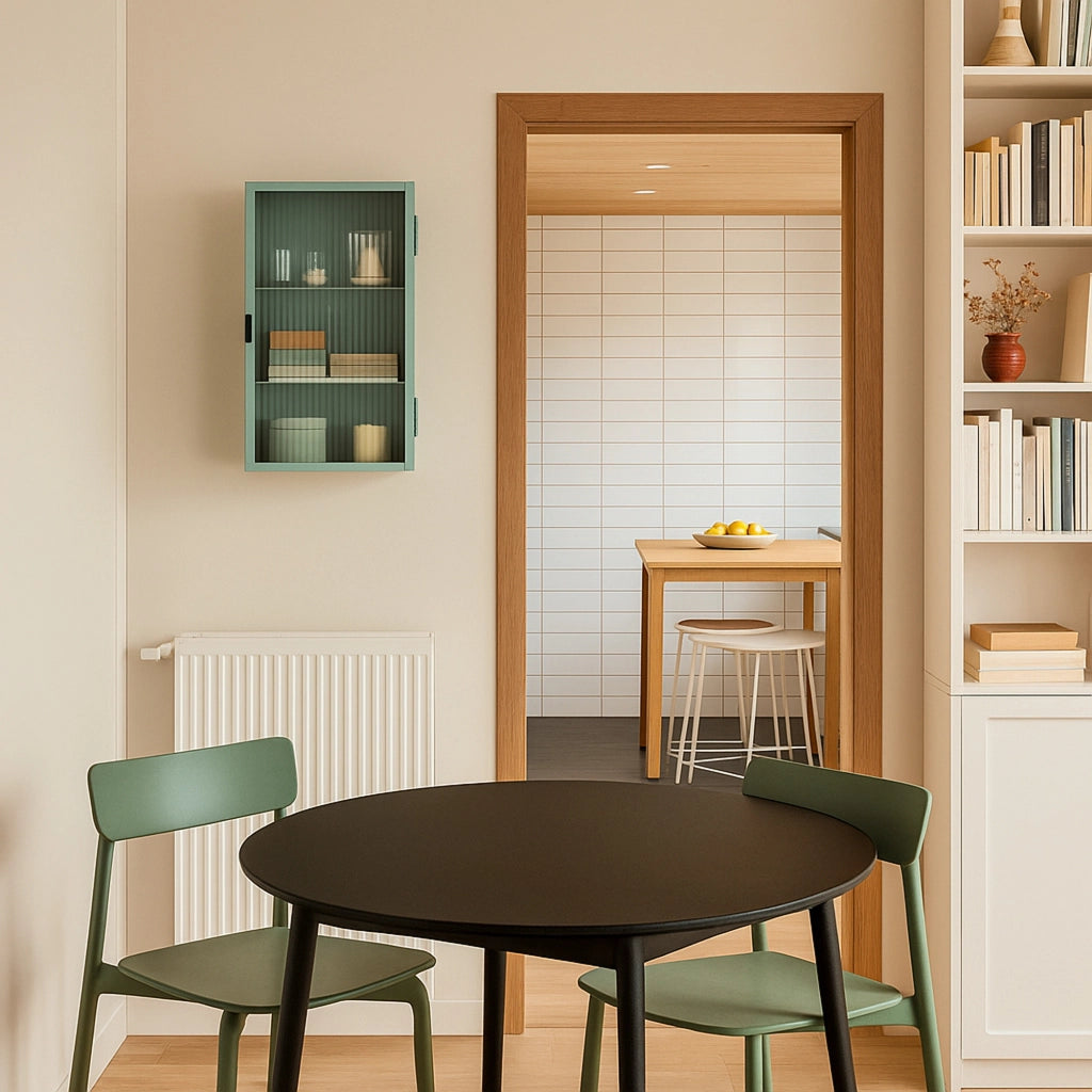 Armadietto a Parete Zundert Pensile ad Anta in Vetro Scanalato 60 x 35 x 15 cm - Menta Verde [en.casa]