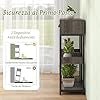 Scaffale per Piante Interno a 3 Livelli, Scaffale Portafiori con Cassetto, Ripiano e Dispositivi Antiribaltamento, Scaffale Portavasi Quadrato per Salotto, Camera da Letto e Studio