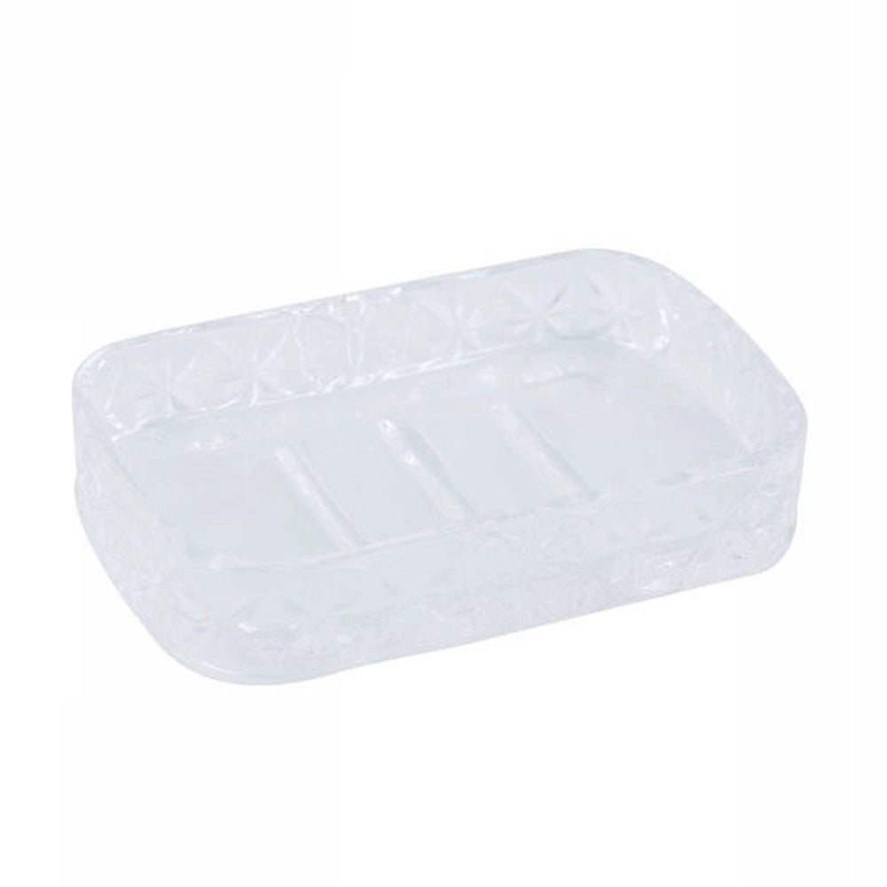 Trade Shop - Porta Sapone In Vetro Rettangolare Da Appoggio Bagno Vasca Doccia 8.5x13x2.5 Cm -