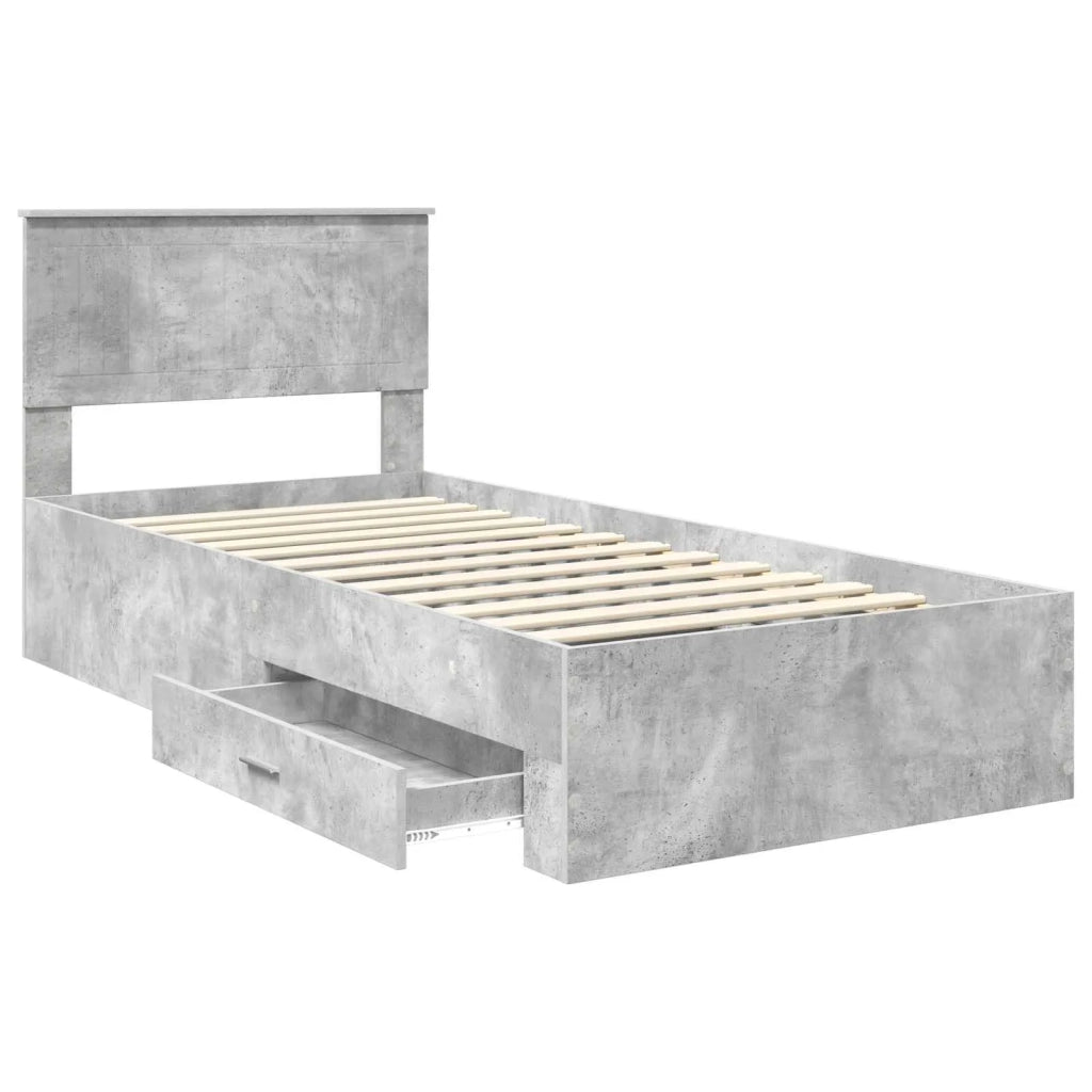 Struttura del letto con testiera Grigio cemento 90 x 200 cm 3410943
