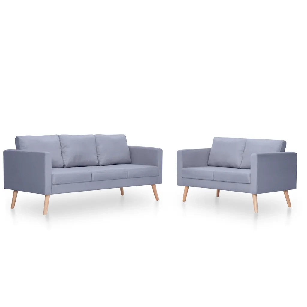 Set Divani a 2 e a 3 Posti in Tessuto Grigio Chiaro  cod mxl 9882