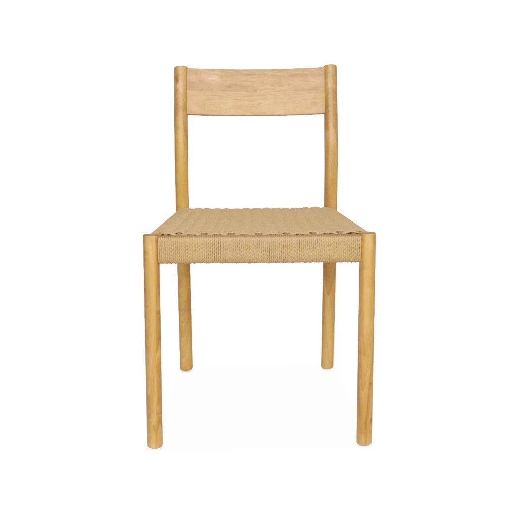 Set 2 sedie in legno e corda, marrone naturale