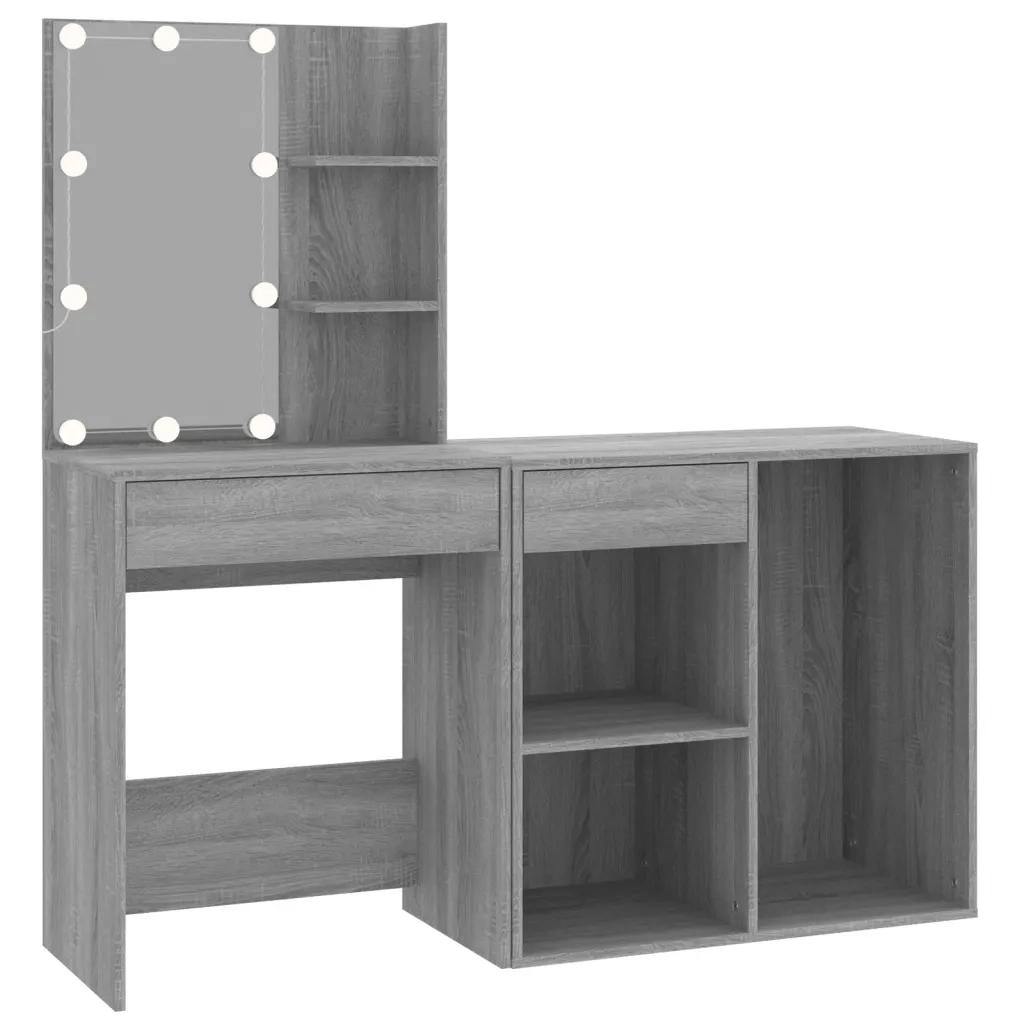 Toeletta con LED e Armadietto Grigio Sonoma Legno Multistrato cod mxl 76861