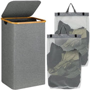 Wastesta con coperchio, 110 litri, raccolta cestelli lavanderia pieghevole, 2 cestelli lavanderia rimovibili, separatore lavanderia, lavandino, contenitori lavanderia per camera da letto, bagno, nursery (grigio)