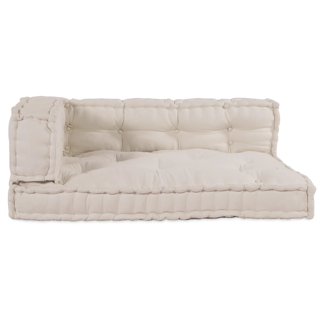 Cuscino per divano pallet con supporto per braccia e schienale in tessuto crema