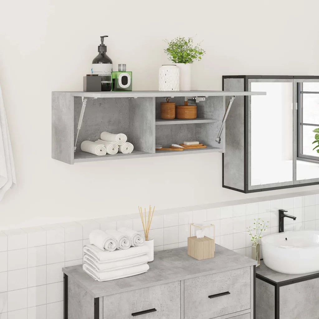 Armadietto da Bagno Grigio Cemento 80x25x30 cm in Truciolato 860079