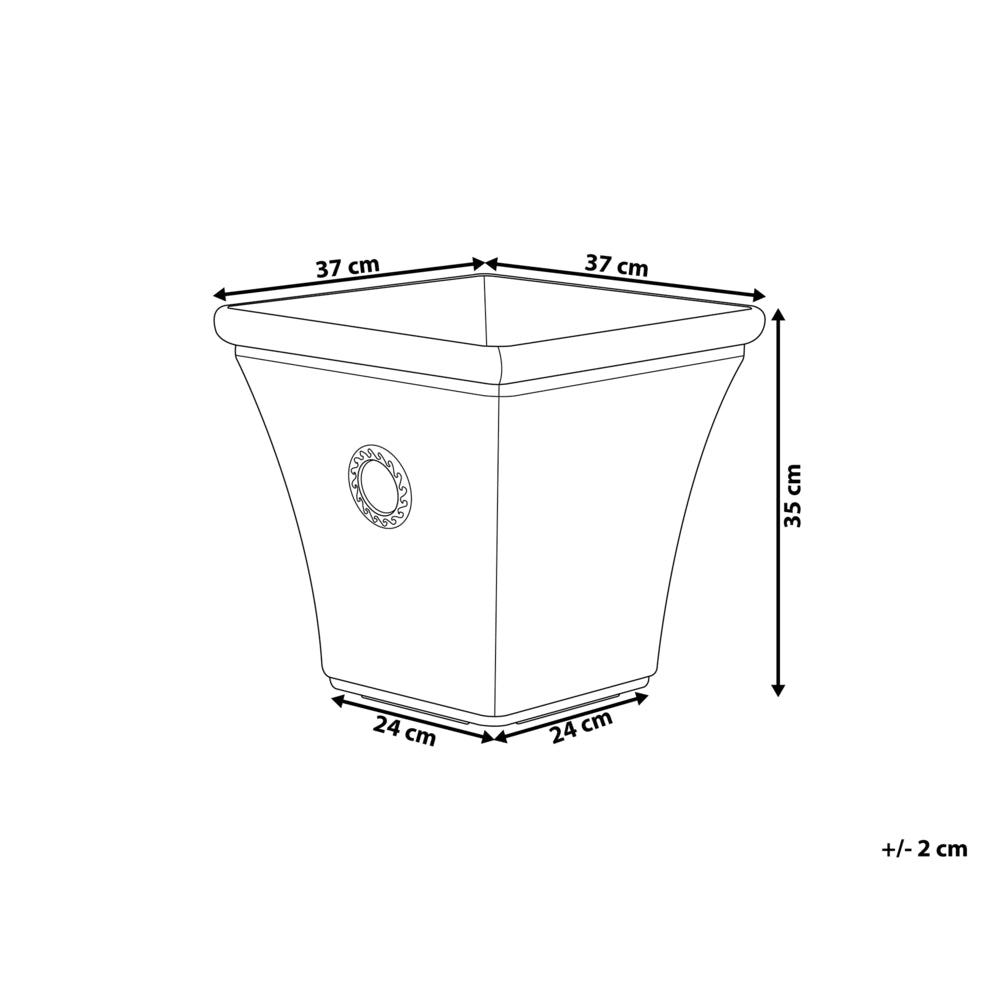 Vaso per piante Fioriera in miscela di pietra bianca per esterni Quadrata 37 x 35 cm per tutte le stagioni