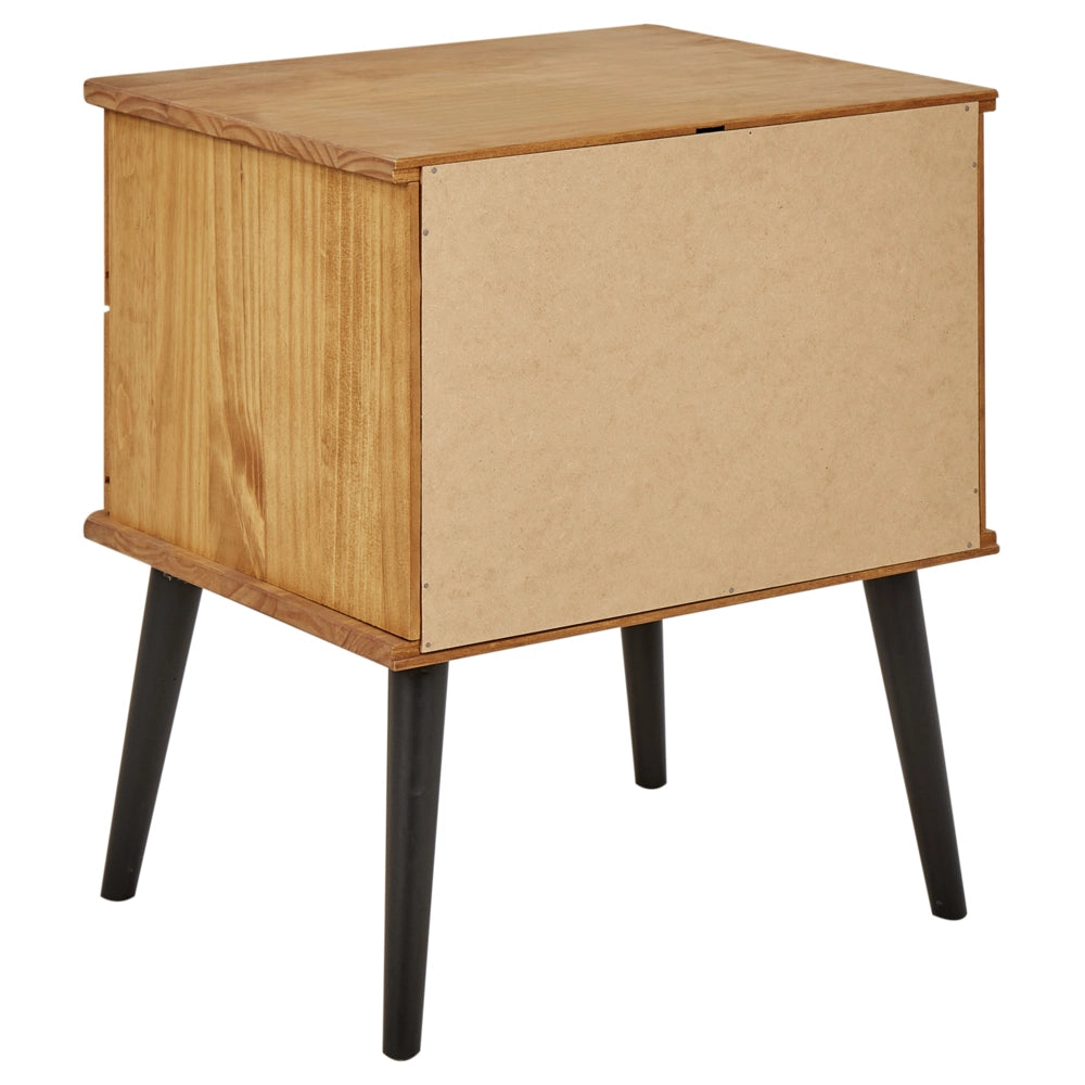Comodino in legno di pino 2 cassetti legno chiaro in stile classico elegante
