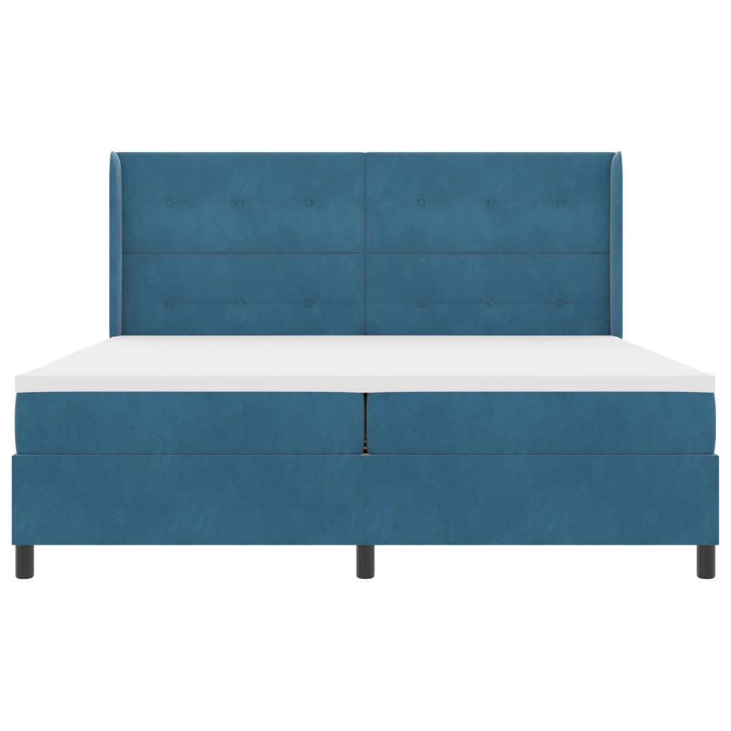 Letto Box Spring con Materasso & LED Blu Scuro 200x200 cm Velluto