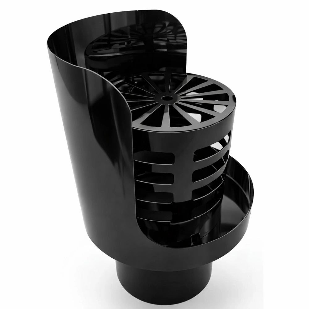 cappello orizzontale griglia Ø 80 mm acciaio inox verniciato nero stufa pellet