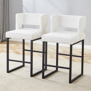 Sgabello da bar 91.4 cm con seduta imbottita; gambe in metallo; PU bianco e nero
