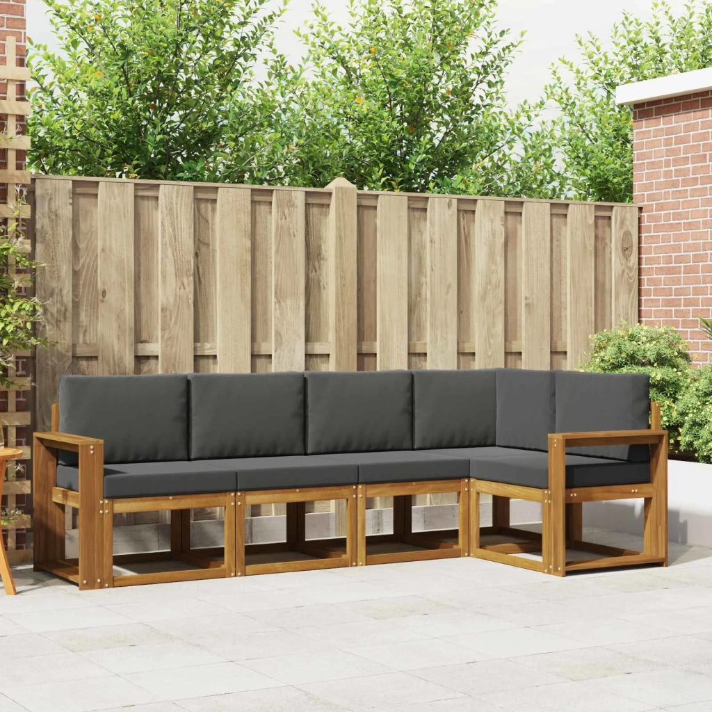 Set di divani da esterno con cuscino 5 pcs Naturale e Antracite