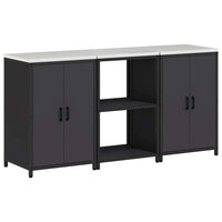 vidaXL Set di Stoccaggio per Cucina 3 pcs Nero 180 x 50 x 92 cm