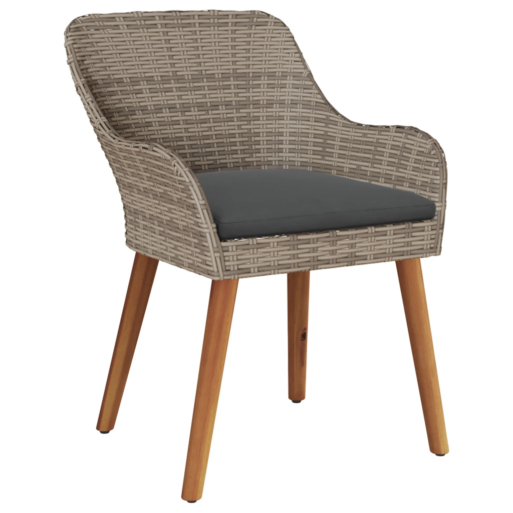 Sedie da Giardino con Cuscini 2 pz Nero Polirattan