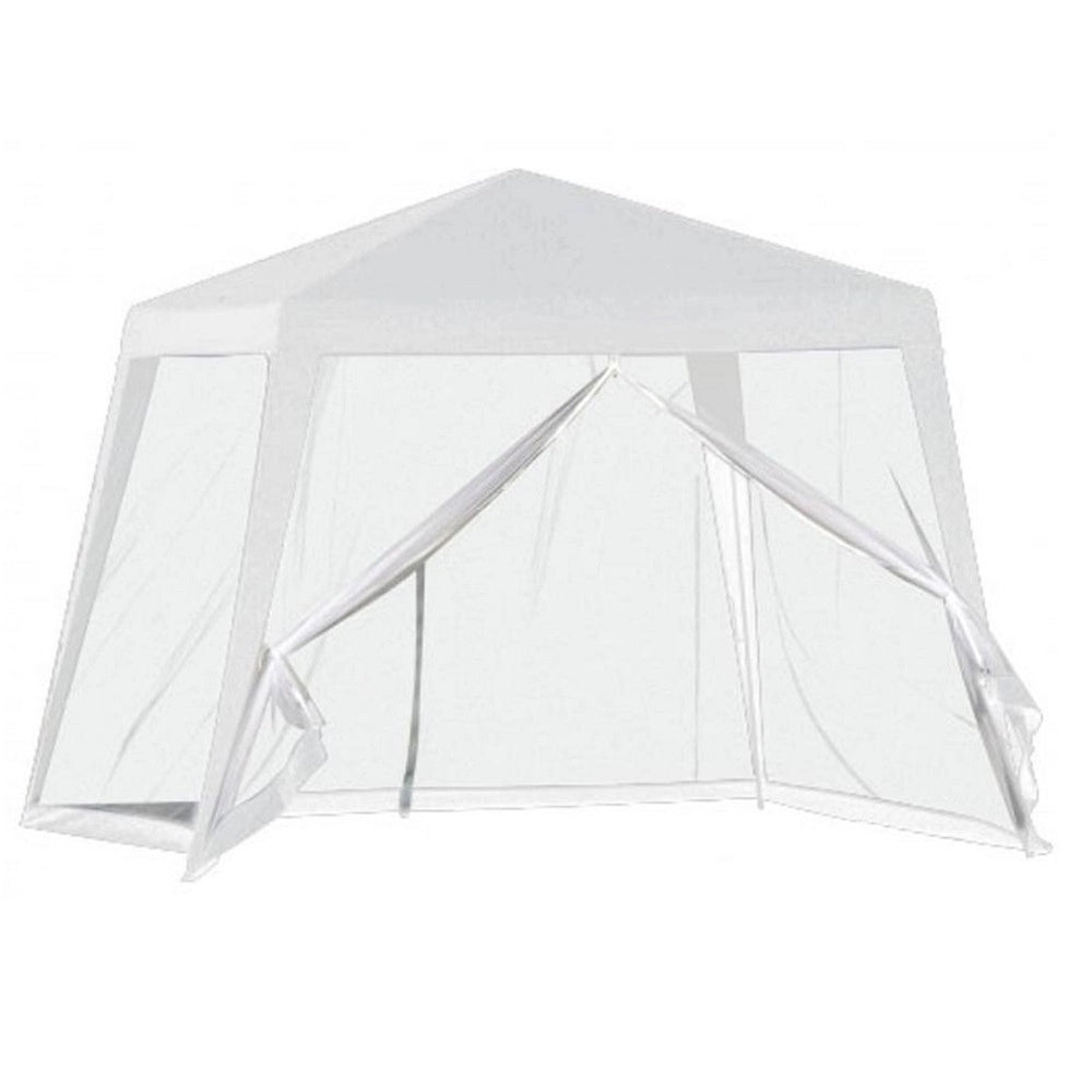 Trade Shop - Gazebo Tenda Da Giardino Resistente Removibile 2.5x2.4x3mt Bianco Con Zanzariera 222708 -