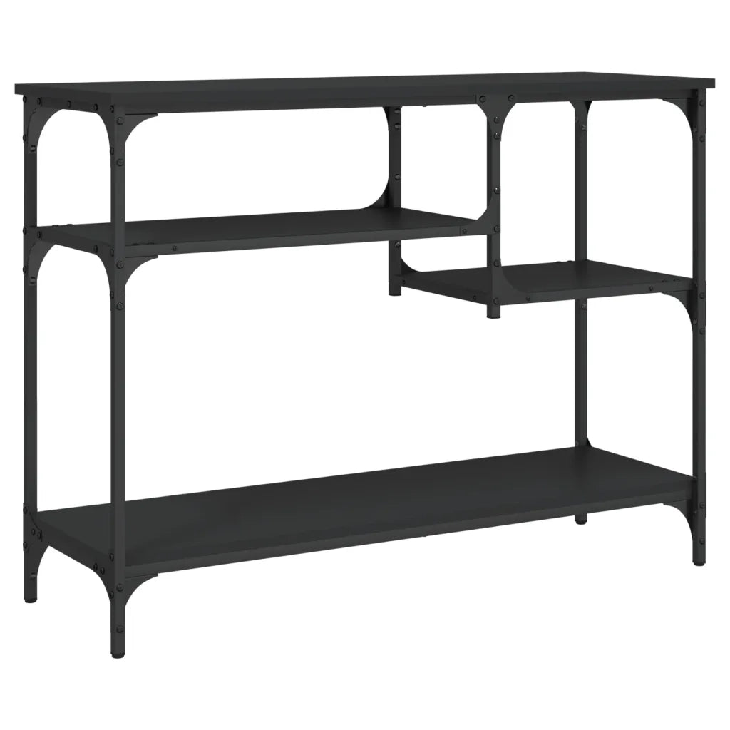Tavolino Consolle | Tavolo d'Ingresso con Ripiani Nero 100x35x75 cm