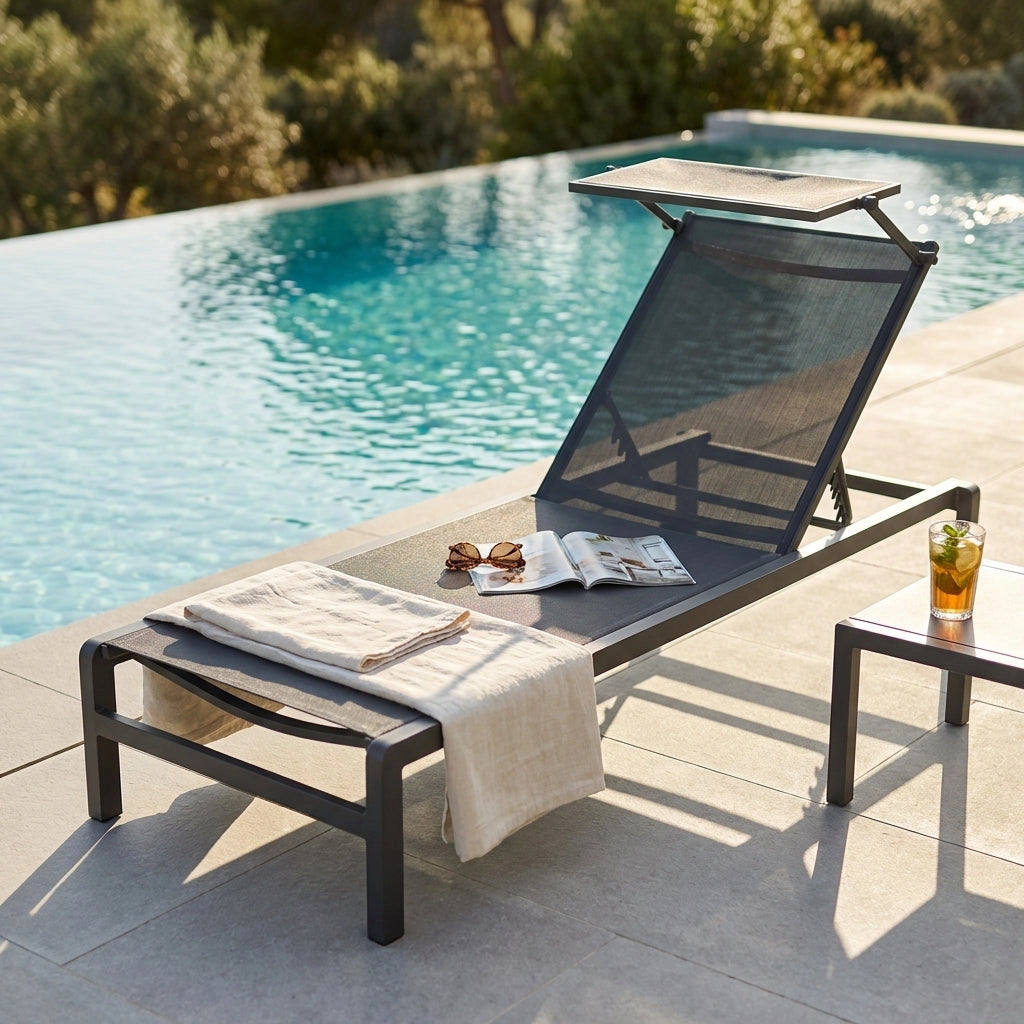 Lettino prendisole da giardino con tettuccio - MALO