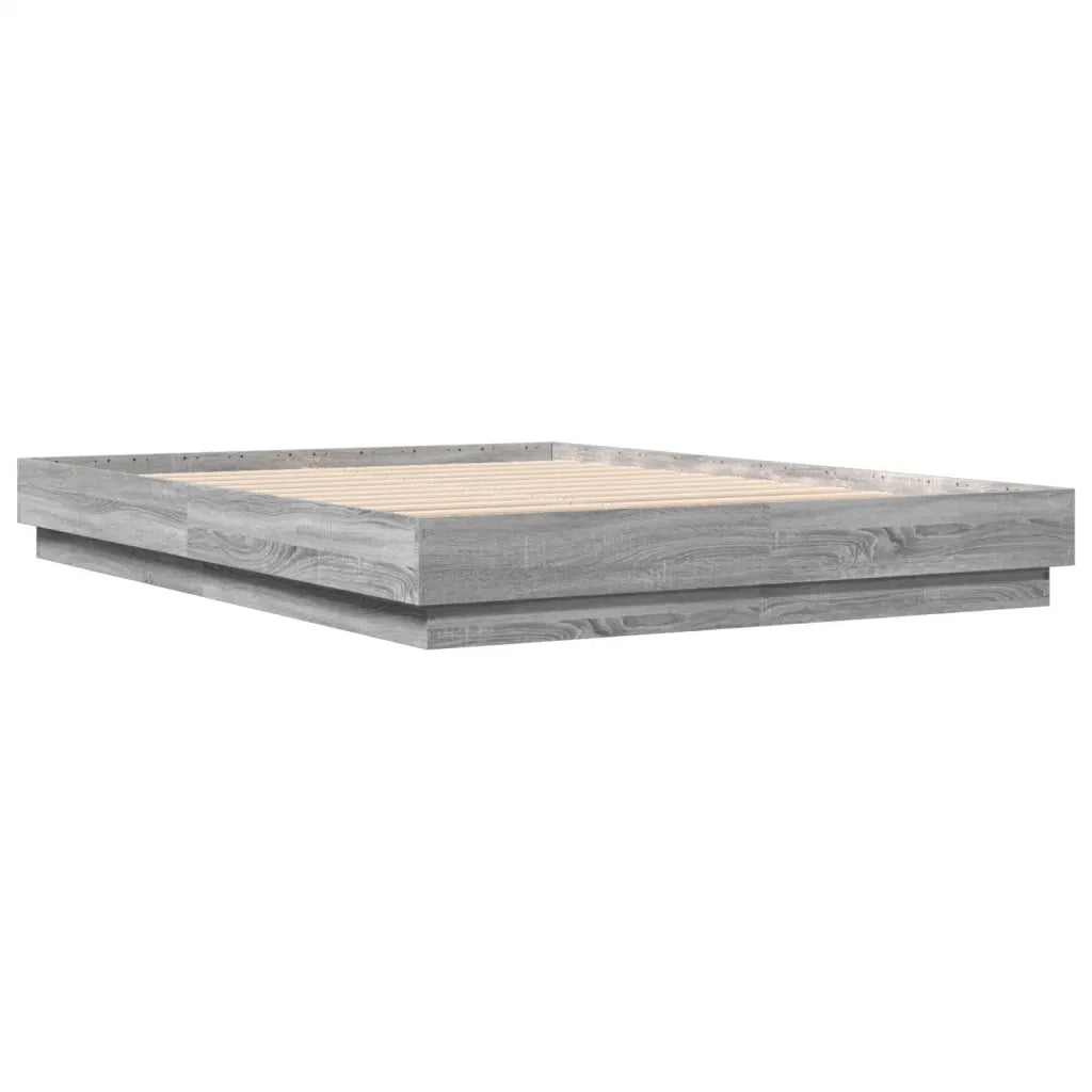Giroletto con Luci LED-Struttura Letto Grigio Sonoma 140x200 cm