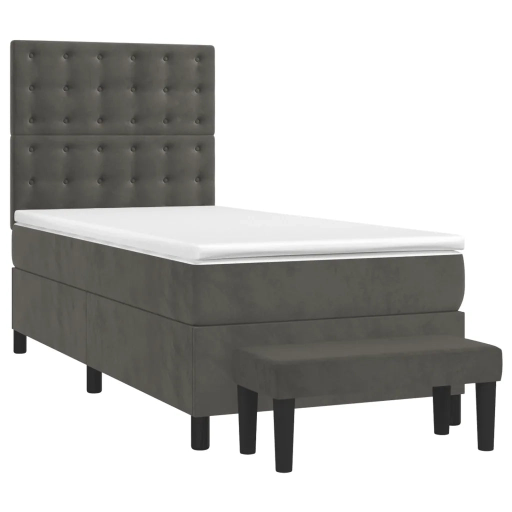 Giroletto a Molle con Materasso Grigio Scuro 100x200 cm Velluto 3138068