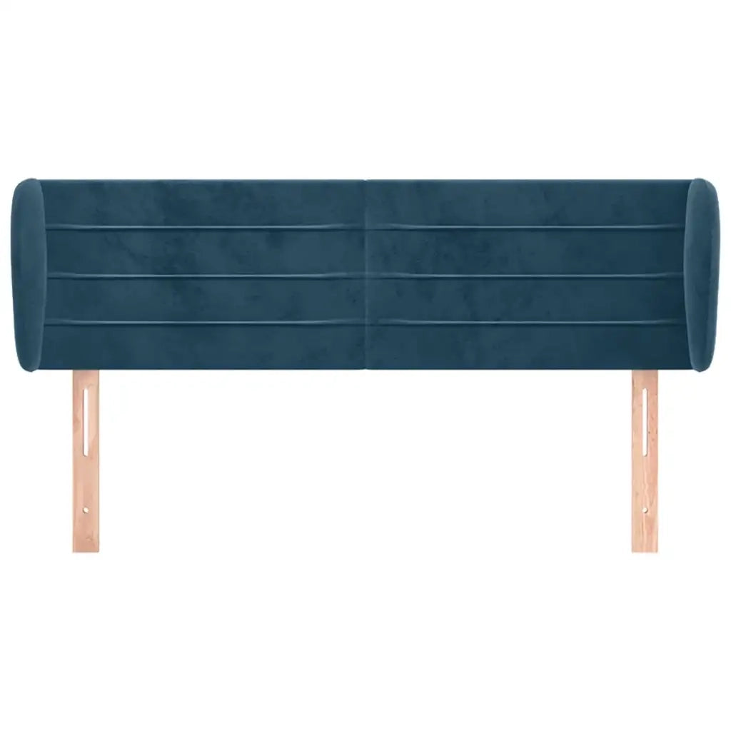 Testiera | Testata ad Orecchio Blu Scuro 147x23x78/88 cm in Velluto