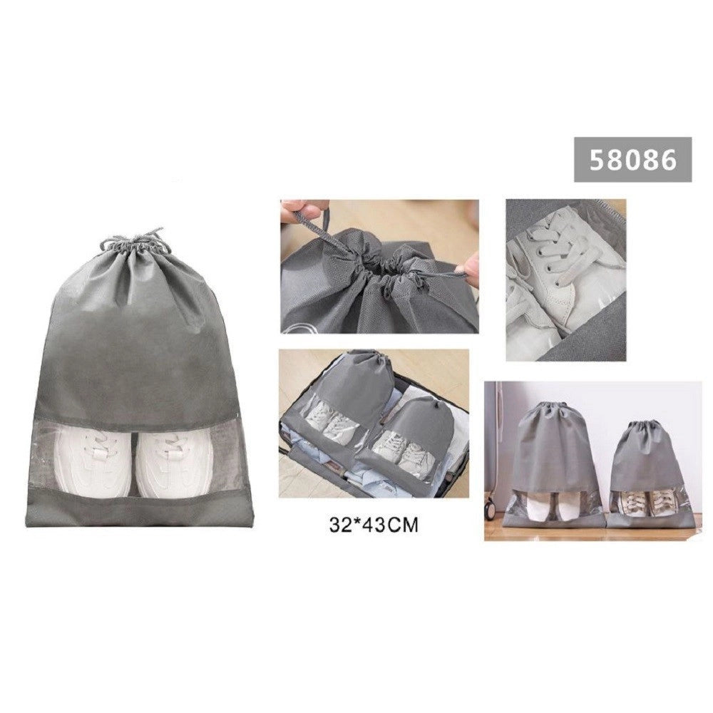 Trade Shop - Set 2 Pz Borsa Sacchi Sacca Porta Scarpe Portascarpe Viaggio Sport 32x43cm 58086 -