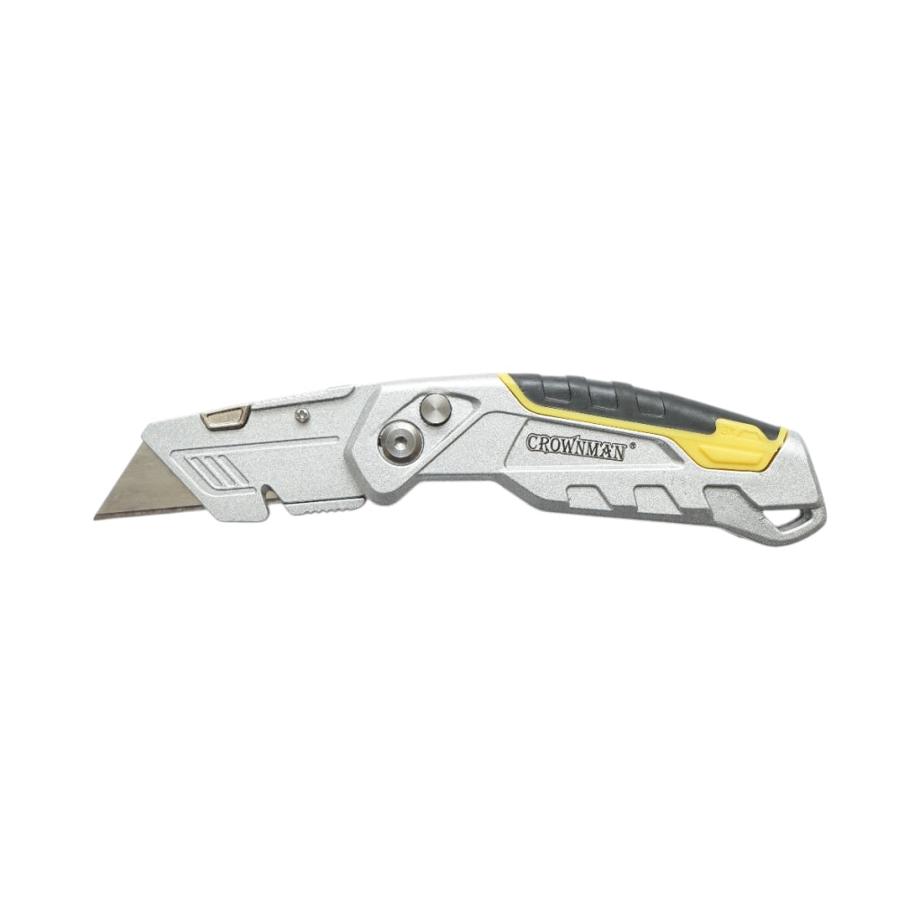 Coltello pieghevole professionale con lama in acciaio SK5 da 19 mm e corpo in alluminio Crownman per impieghi gravosi.