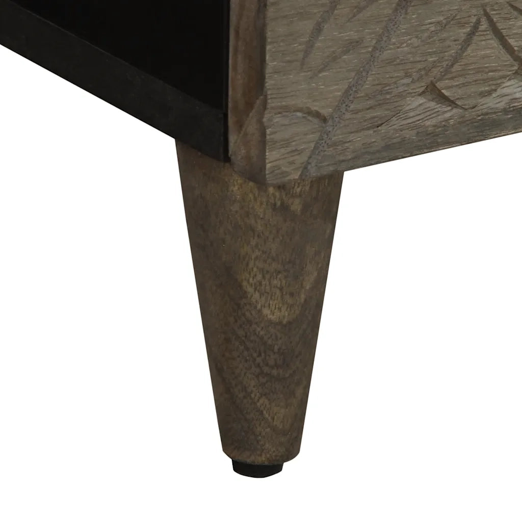 Comodino-Tavolino da notte Grigio Chiaro 40x33x46 cm in Legno Massello di Mango 238077