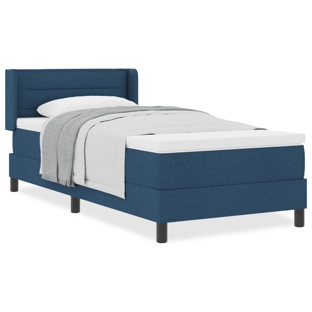 Letto Box Spring con Materasso Blu 90x200 cm Tessuto