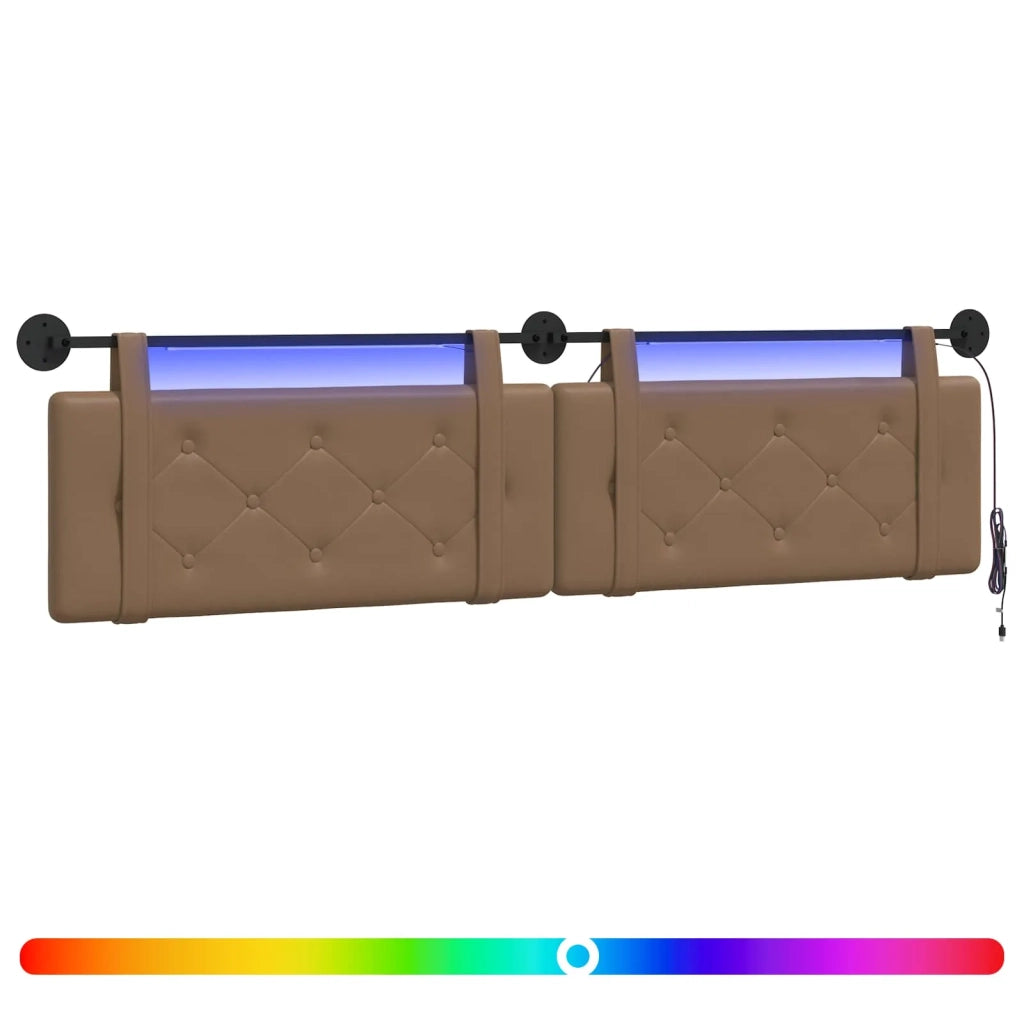 Testiera sospesa Con luce LED Cappuccino Similpelle
