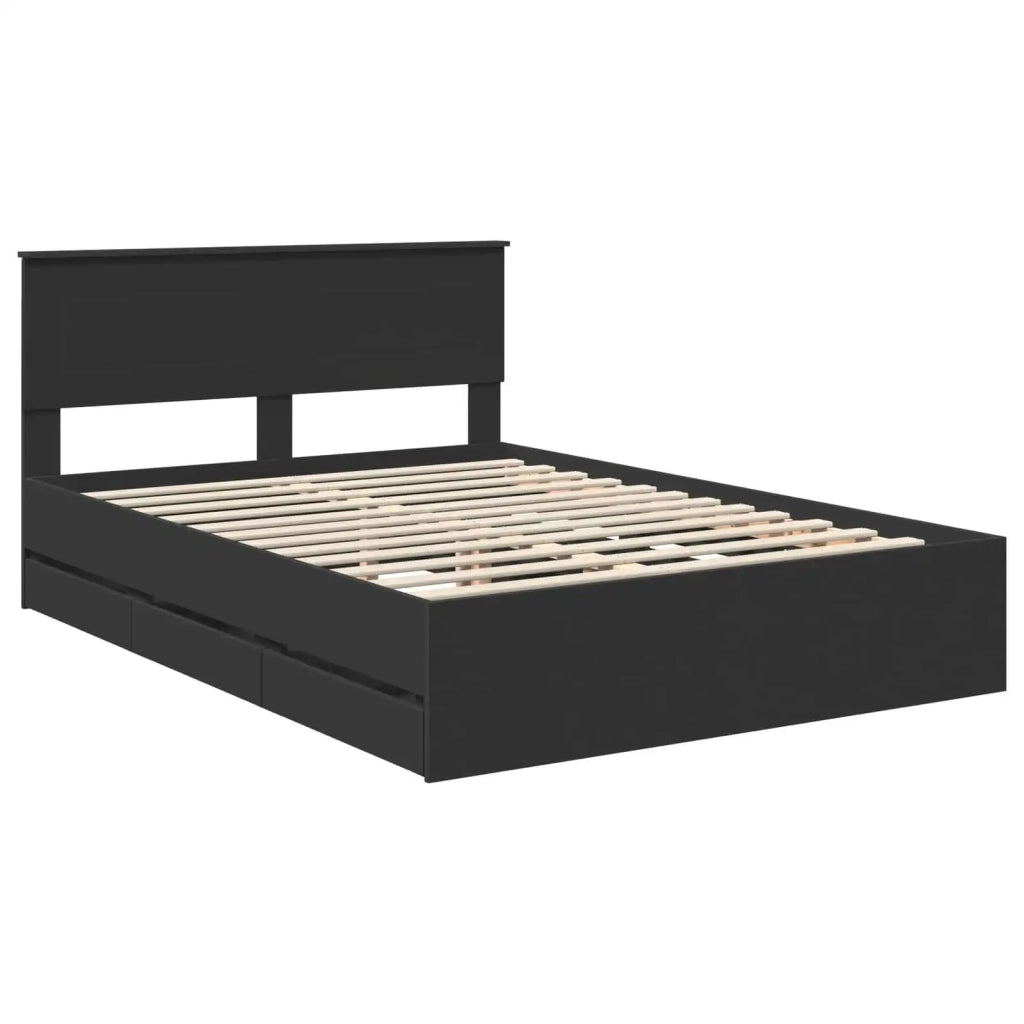 Struttura del letto Nero 140 x 190 cm Legno Ingegnerizzato