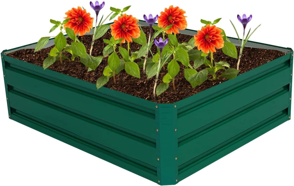 Letto da Giardino Rialzato in Acciaio, Fioriera da Esterno in Metallo per Fiori, Erbe, Piante e Verdure, Fioriera Elevata da Giardino, Cortile e Prato (100 x 80 x 30 cm)