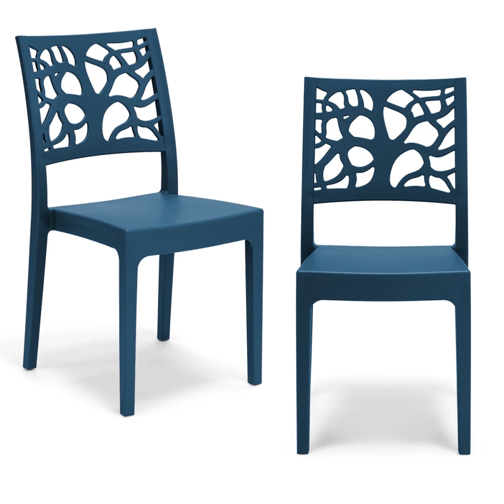 Set 2 sedie in polipropilene TETI, impilabile, resistente ai raggi UV, design moderno, ideale per sala da pranzo, cucina, sala d’attesa, bar, ristoranti o giardino, colore Petrolio