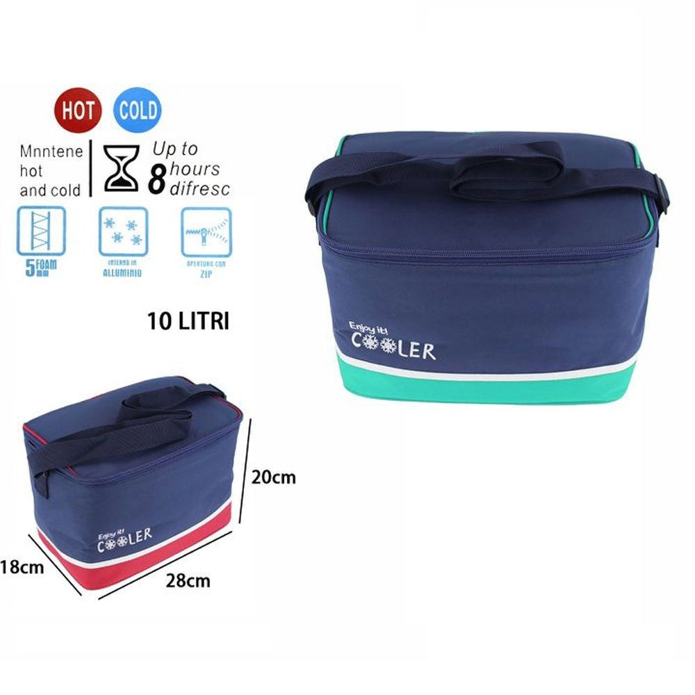 Trade Shop - Borsa Termica 10 Litri Frigo Borsetta Spiaggia Mare Escursione Pic Nic Blu 8 Ore -