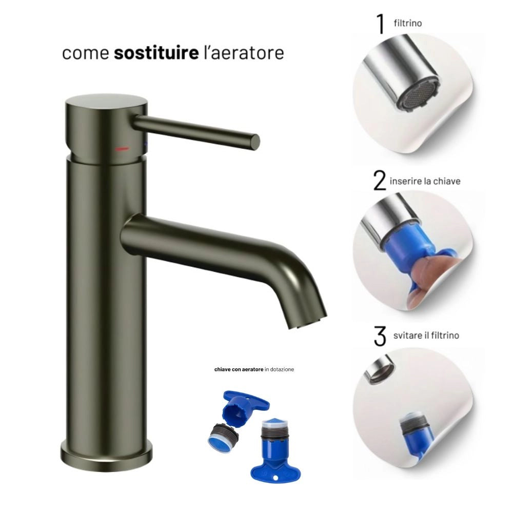 Miscelatori bagno lavabo e bidet serie jazz con leva in metallo e piletta facile installazione *** finitura- canna di...