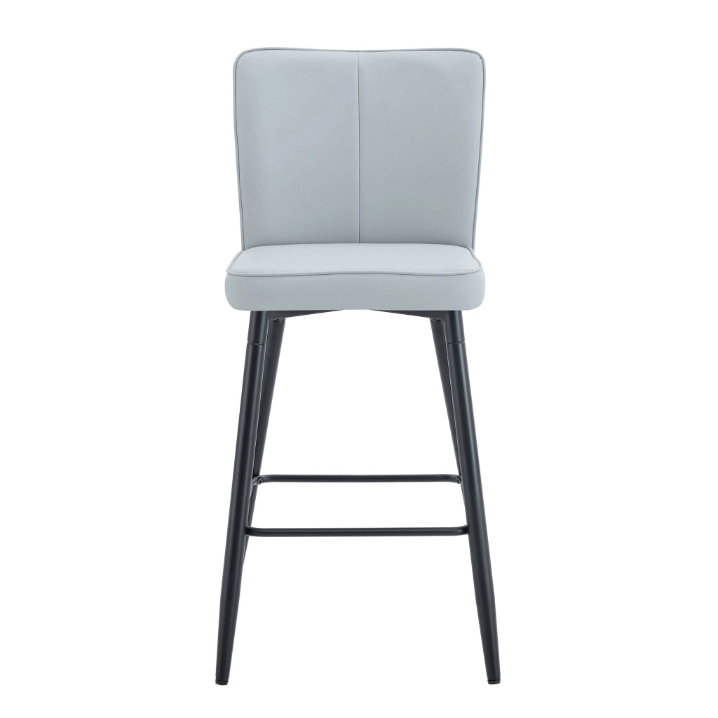 Sgabello da bar con schienale ergonomico in pu e metallo con poggiapiedi nero grigio chiaro 101 cm