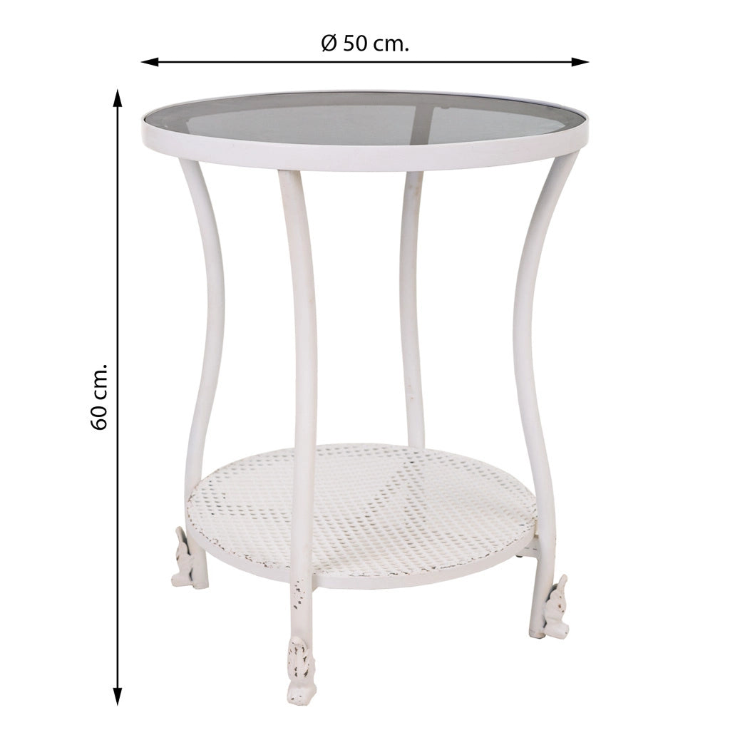 Tavolino in metallo bianco 50x50x60h