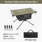 Tavolo da Campeggio Inclinabile - 59x39x38 cm - Verde Militare - Inclinabile