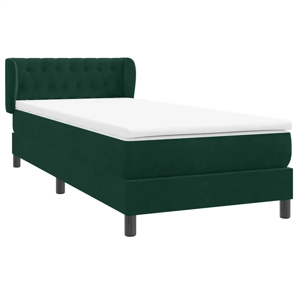 Giroletto a Molle con Materasso Verde Scuro 80x220 cm Velluto 3317802