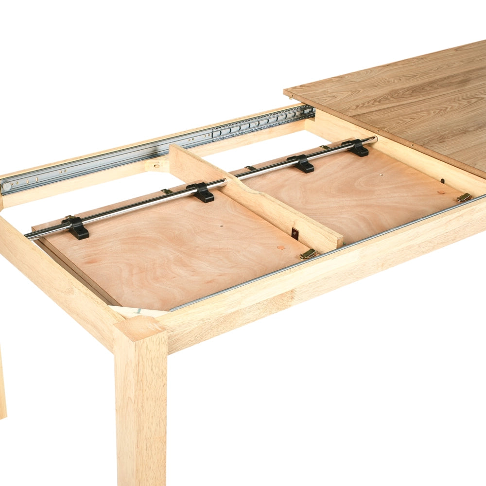 Tavolo da Conferenza Allungabile in MDF  Impiallacciatura Effetto Frassino Chiaro Gambe in Legno di Hevea Piano Rettangolare 180 280 x 100 cm