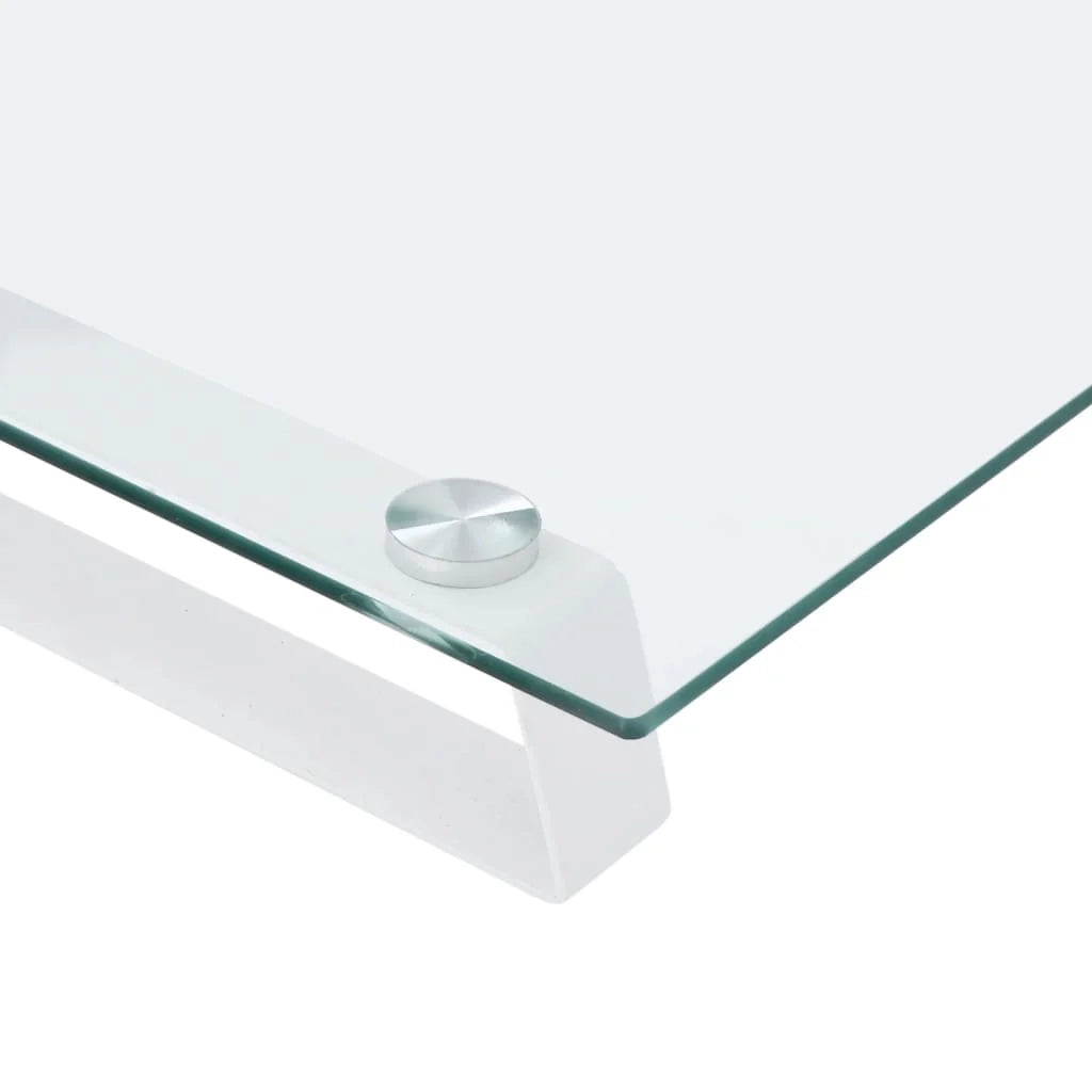 Supporto per monitor mobile da scrivania 100 x 20 x 8 cm vetro temperato e metallo bianco 02_0044823