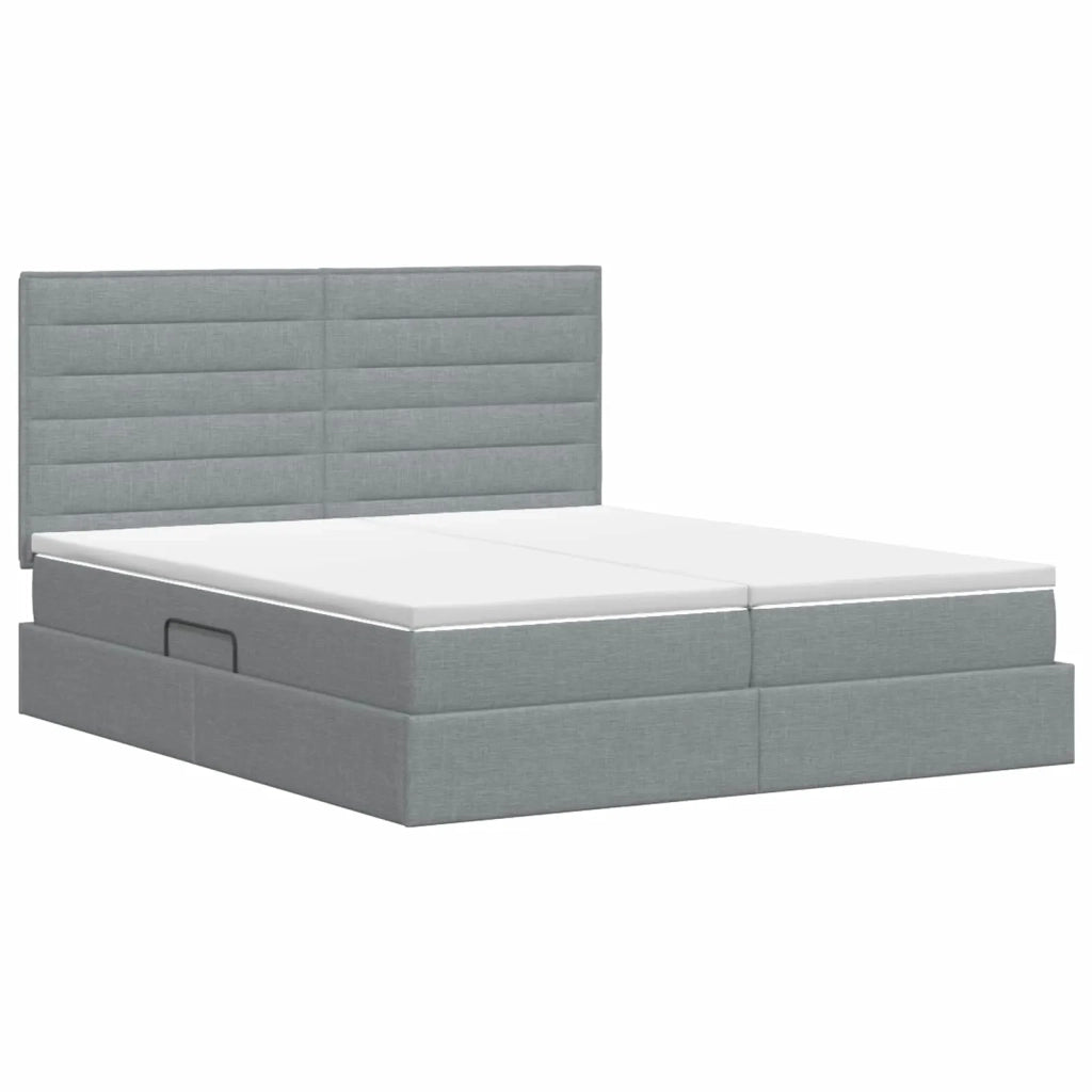 Letto con Contenitore Grigio Chiaro 200 x 200 cm Tessuto 3459783