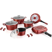 Trade Shop - Set Batteria Di Pentole Padelle Cucina Da 15pz Professionale In Pietra Lavica Antiaderente -
