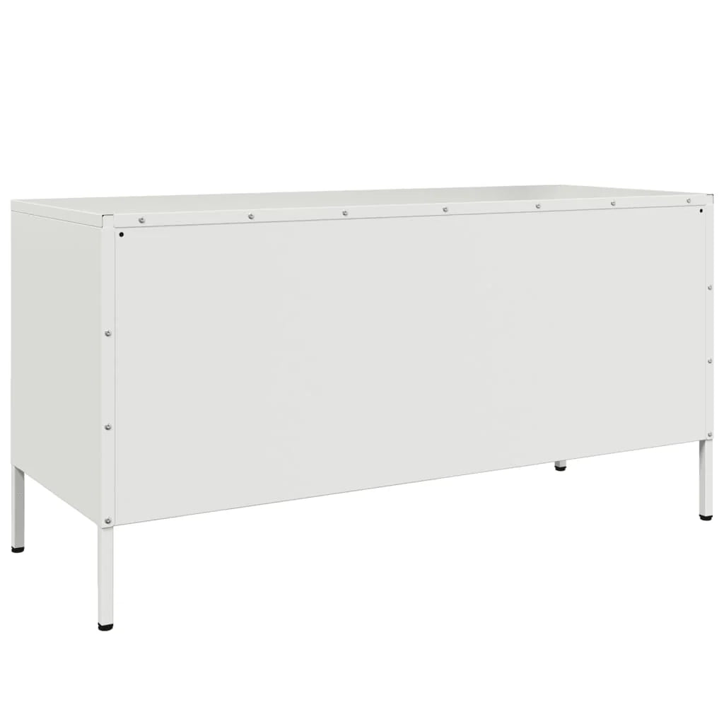Mobile TV multimediale mensola TV credenza TV per sala da pranzo soggiorno camera da letto 100,5 x 39 x 50,5 cm acciaio bianco 02_0025543