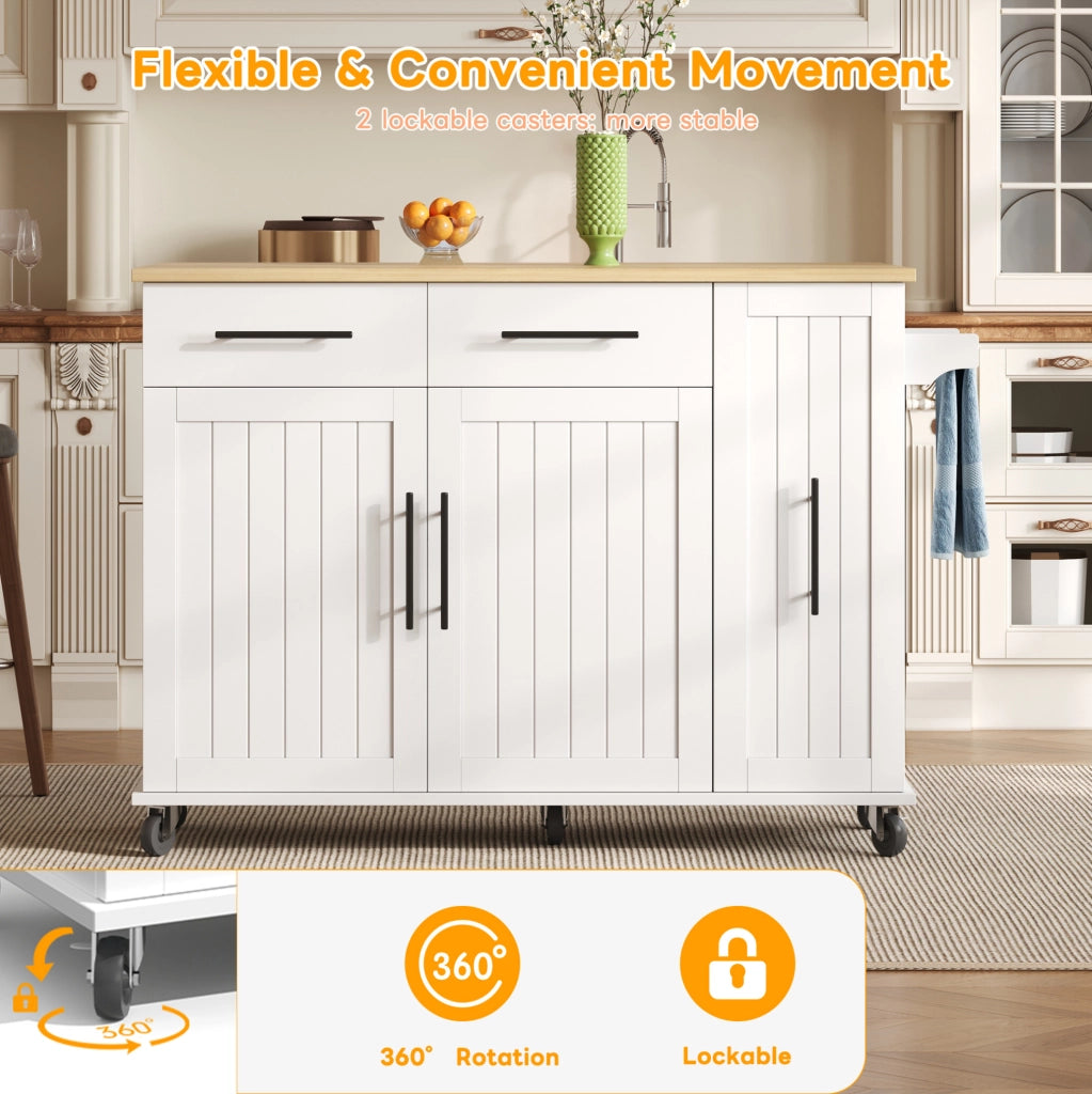 Isola cucina mobile con piano ribaltabile e organizer