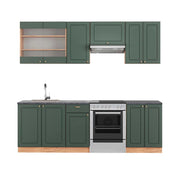 Cucina componibile Fame-Line Verde-oro rustico/Rovere dorato 240 cm, PL Antracite Vicco
