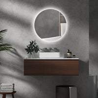 Specchio Bagno Rotondo Ø70 cm con Luci LED  3 Tonalità Interruttori Touch e Design Antiappannamento